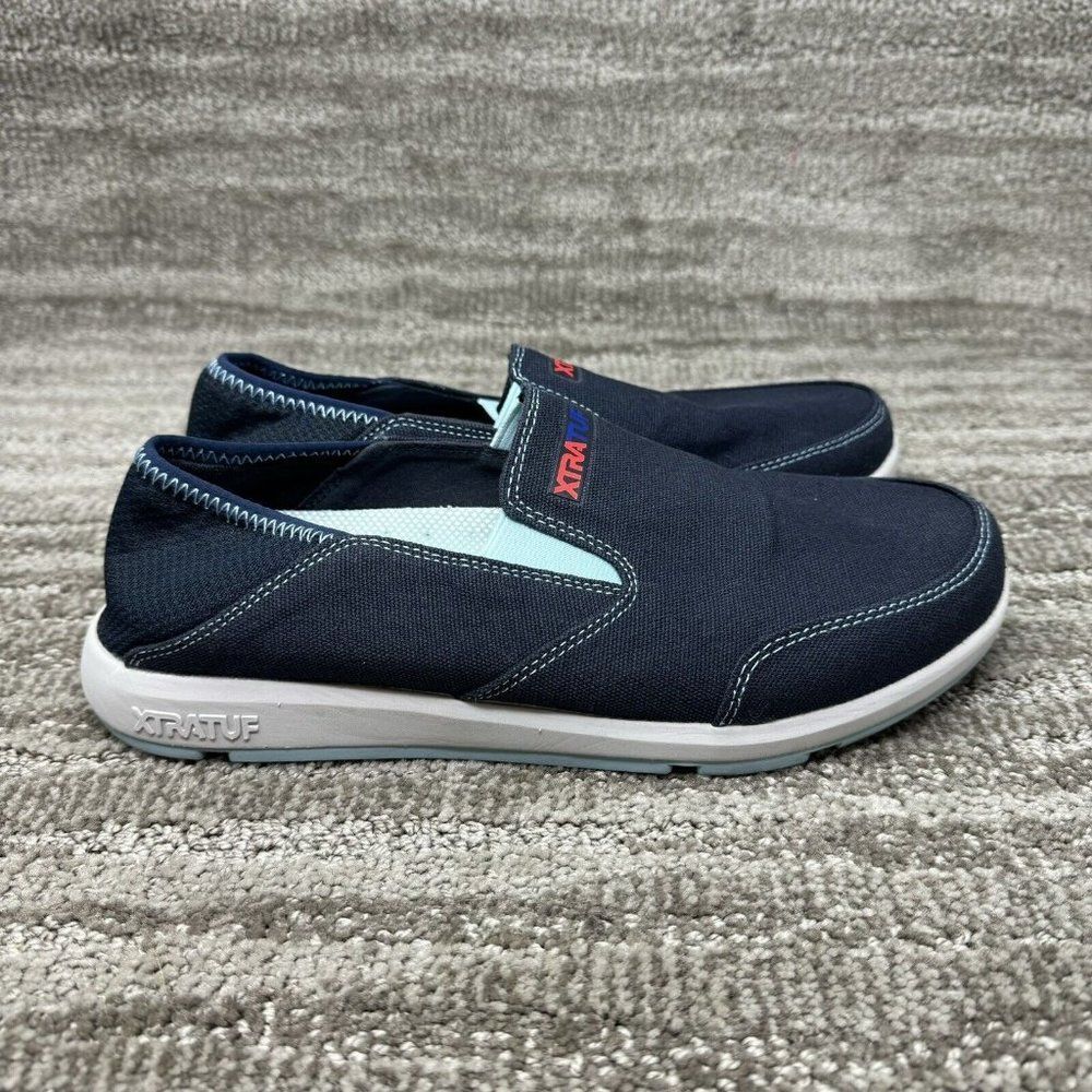 Women’s XtraTuf Sheng Fu Canvas Blue Slip ON Deck Loafer Shoes Size US 9.5